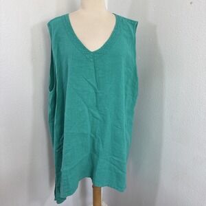 Kasbah Tunic Blouse Womens 28/30 Green Linen Asmy Oversized Lagenlook‎ Beachy